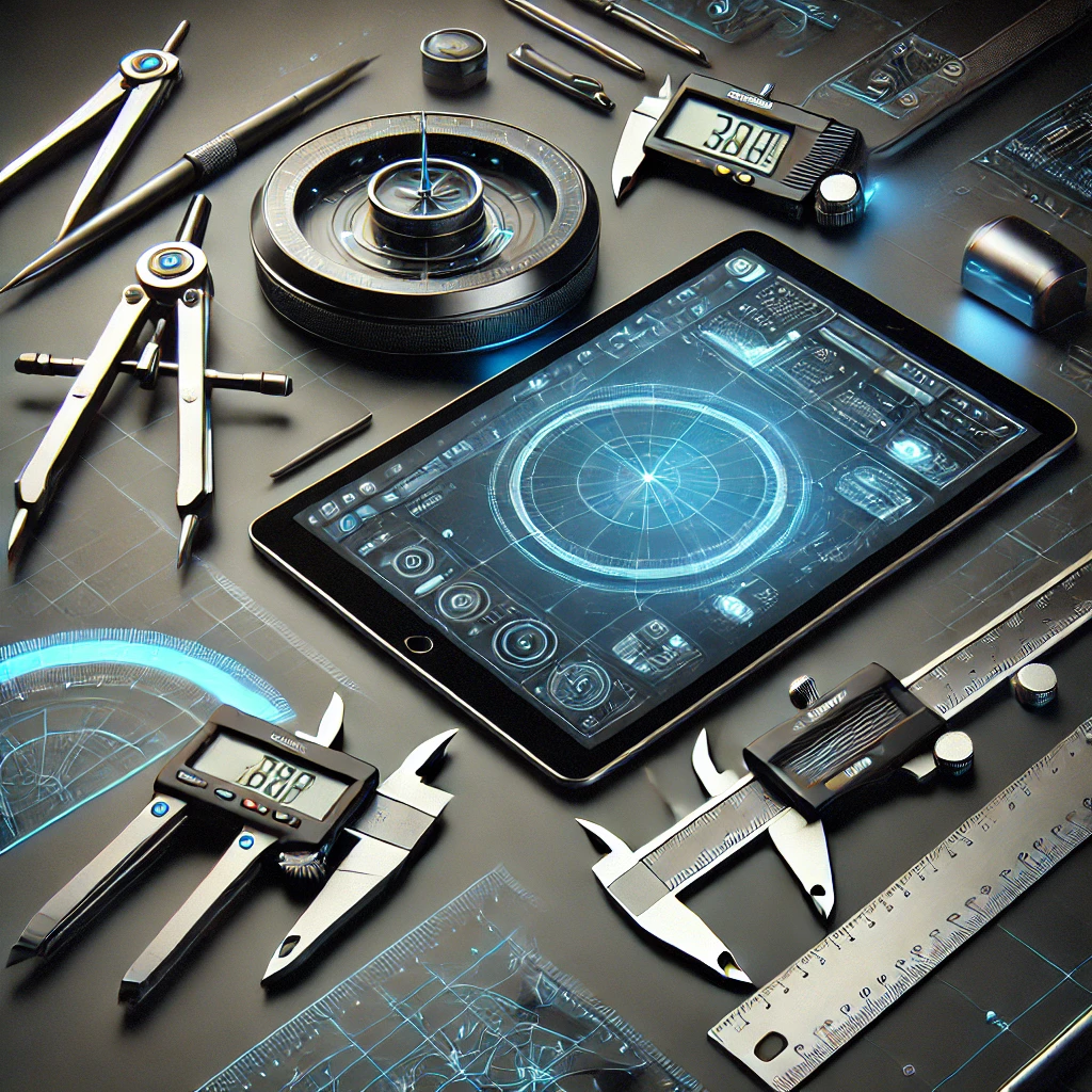 DALL·E 2025-03-15 11.13.48 - A modern set of geometry tools modern interpretation of geometry tools designed for the digital age